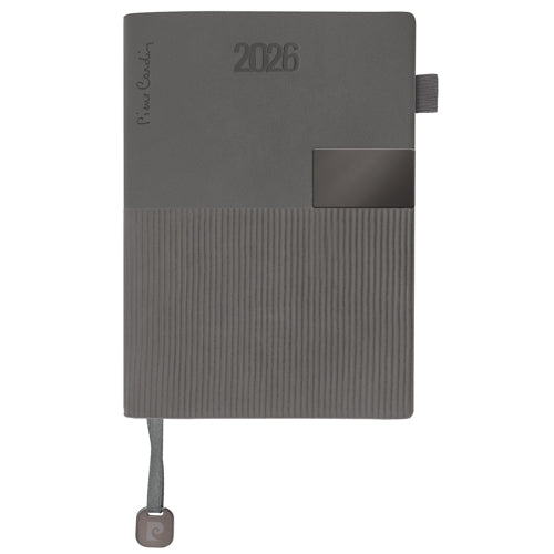 Agenda cuero gris textura doble 2026