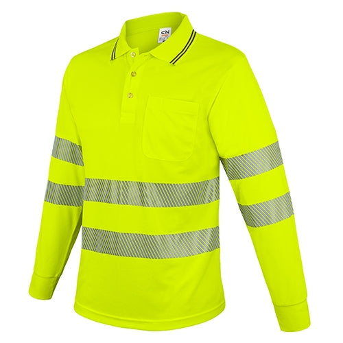 LANGÄRMLIGES POLOSHIRT MIT TASCHE UND REFLEKTIERENDEN STREIFEN „QVO“