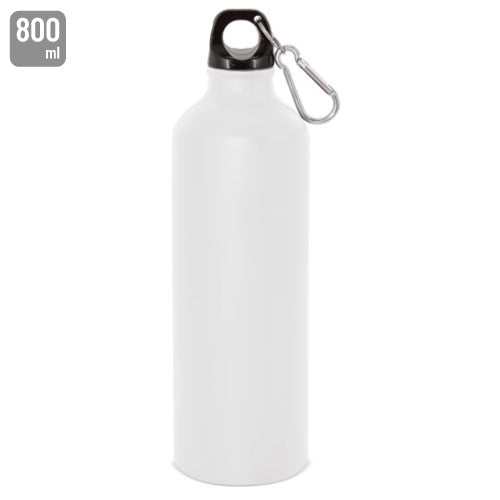 Botella De Aluminio Con Mosqueton 800 Ml. Blanco