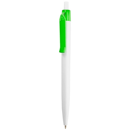 Bolígrafo Pulsador Blanco Clip Verde