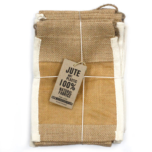 Mittelgroße gewaschene Jutetasche – 21 x 15 cm