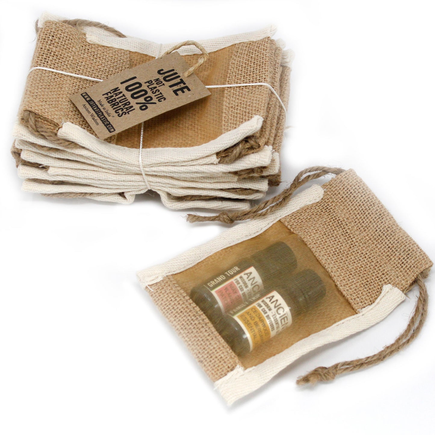 Kleiner gewaschener Jutebeutel - 10x15cm