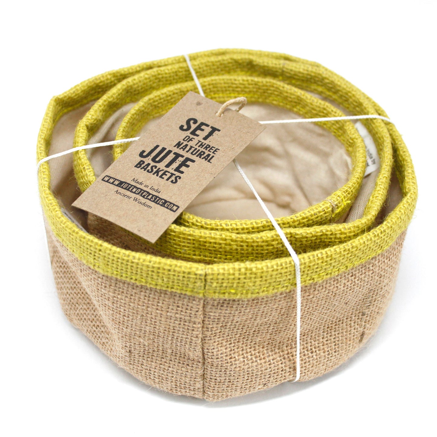 Lot de 3 paniers en jute naturel - Olive