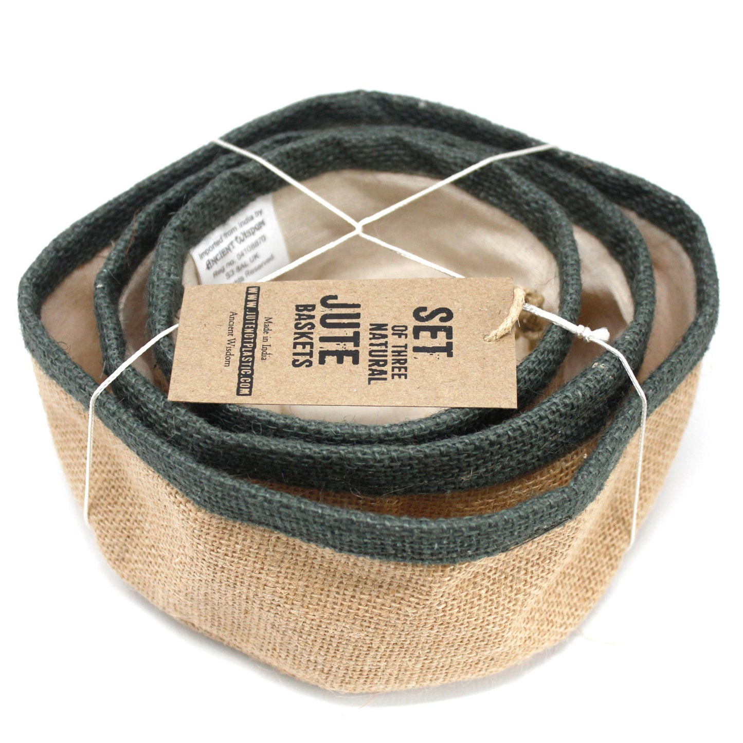 Lot de 3 paniers en jute naturel - Anthracite