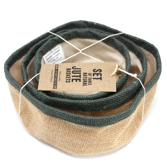 Lot de 3 paniers en jute naturel - Anthracite
