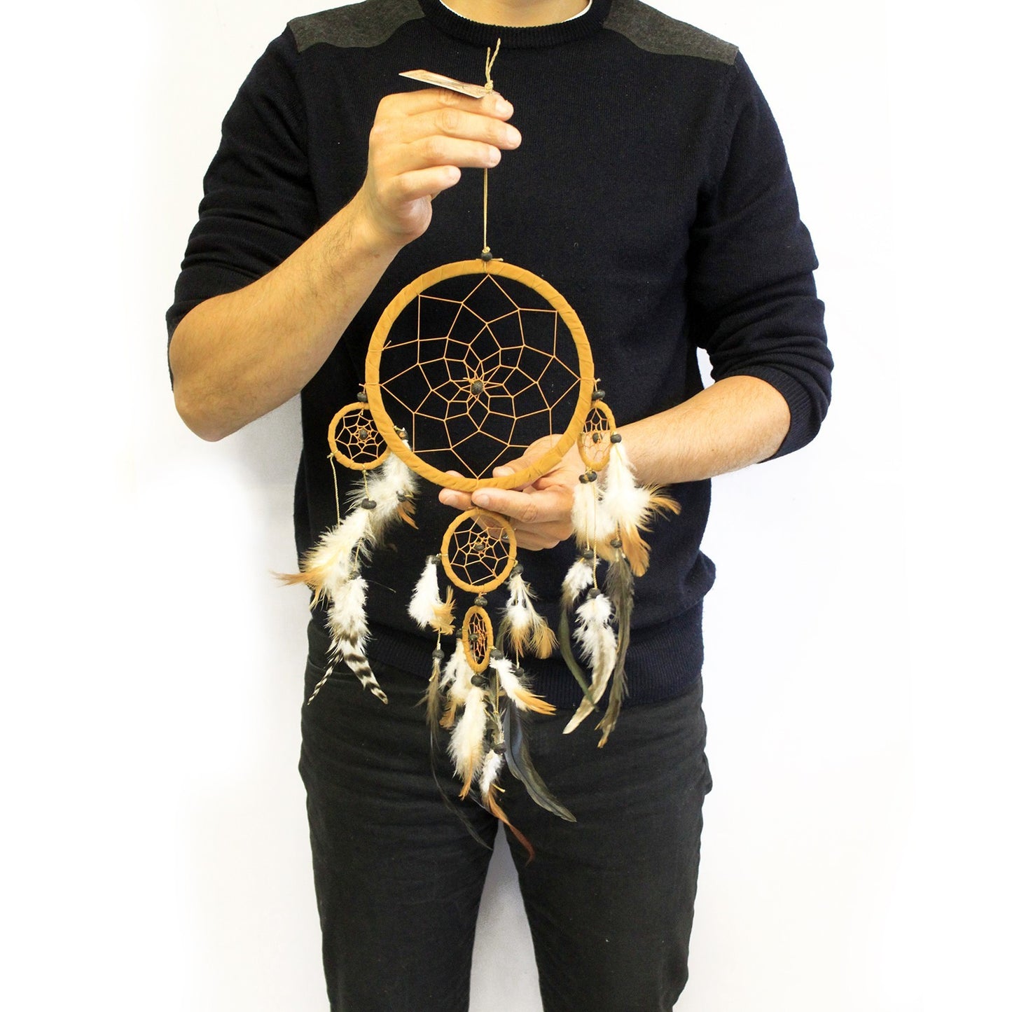 Bali Dreamcatcher Medium Hoop - Creme/Braun/Schokolade (verschiedene Farben)