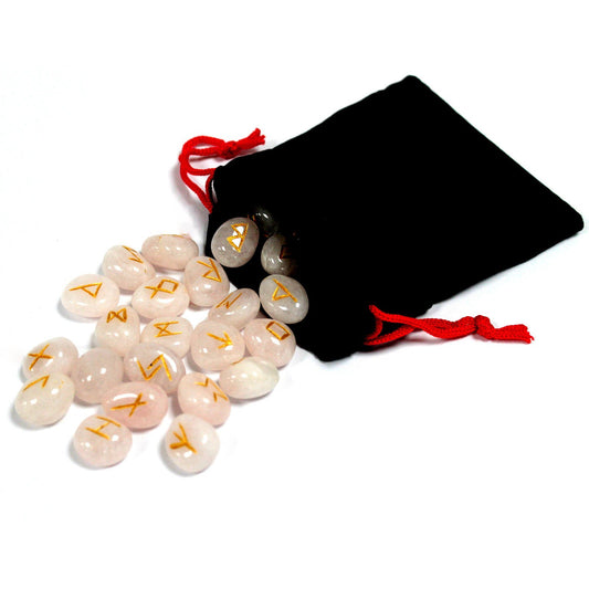 Ensemble de runes indiennes en sachets - Quartz rose