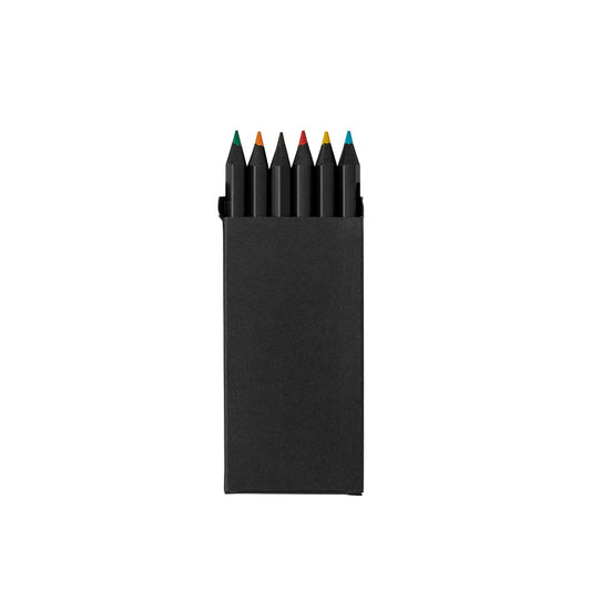 Caja Lápices 6 Unidades Madera Negra Cartón