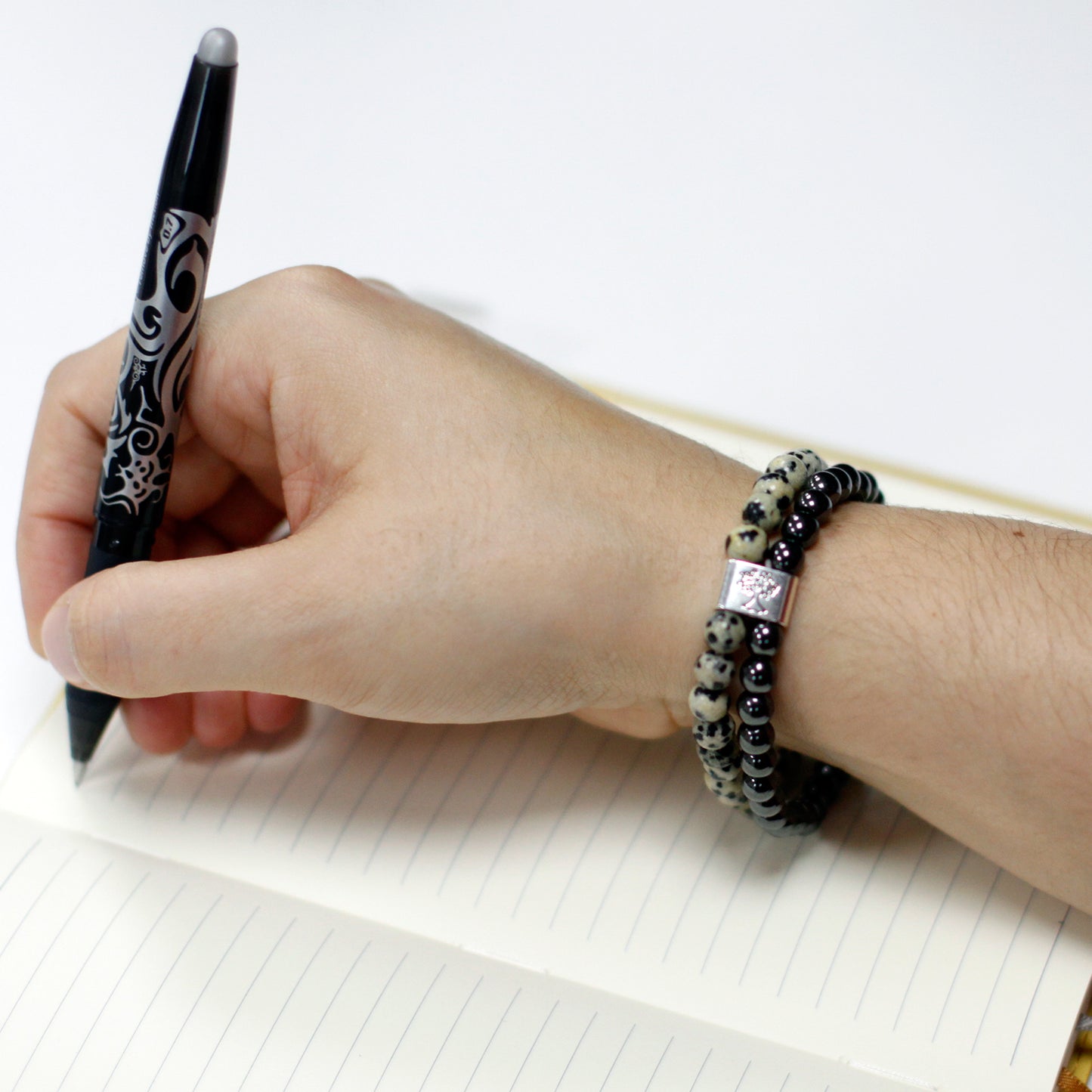 Bracelet magnétique en pierres précieuses - Jaspe dalmatien