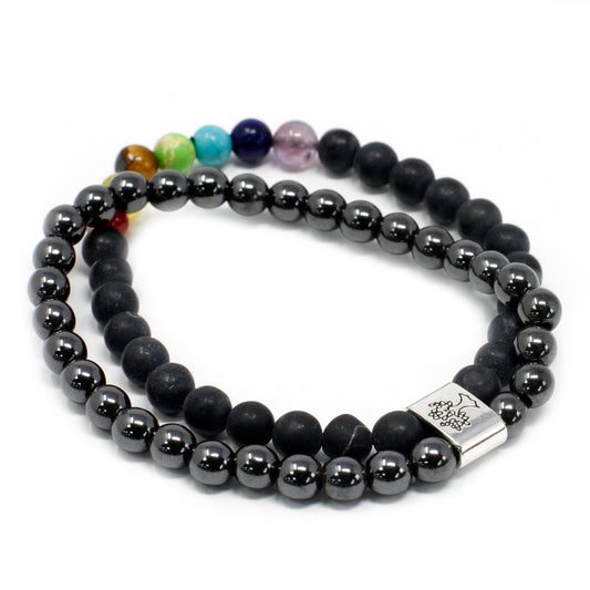 Bracelet magnétique en pierres précieuses - Chakra Black Stone