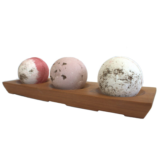 Porte-savon à trois cavités en acajou