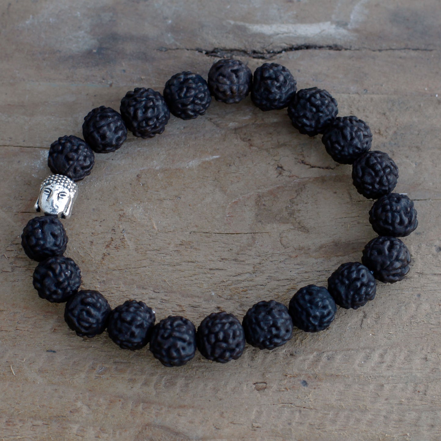Rudraksha Buddha Japa Mala Armband - Dunkel