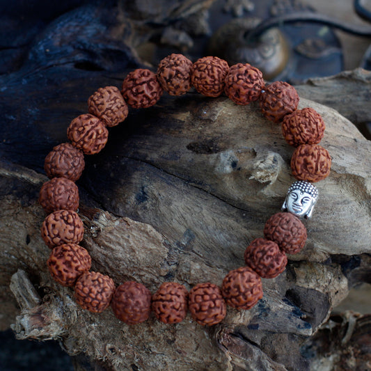 Rudraksha Buddha Japa Mala Armband - Natur
