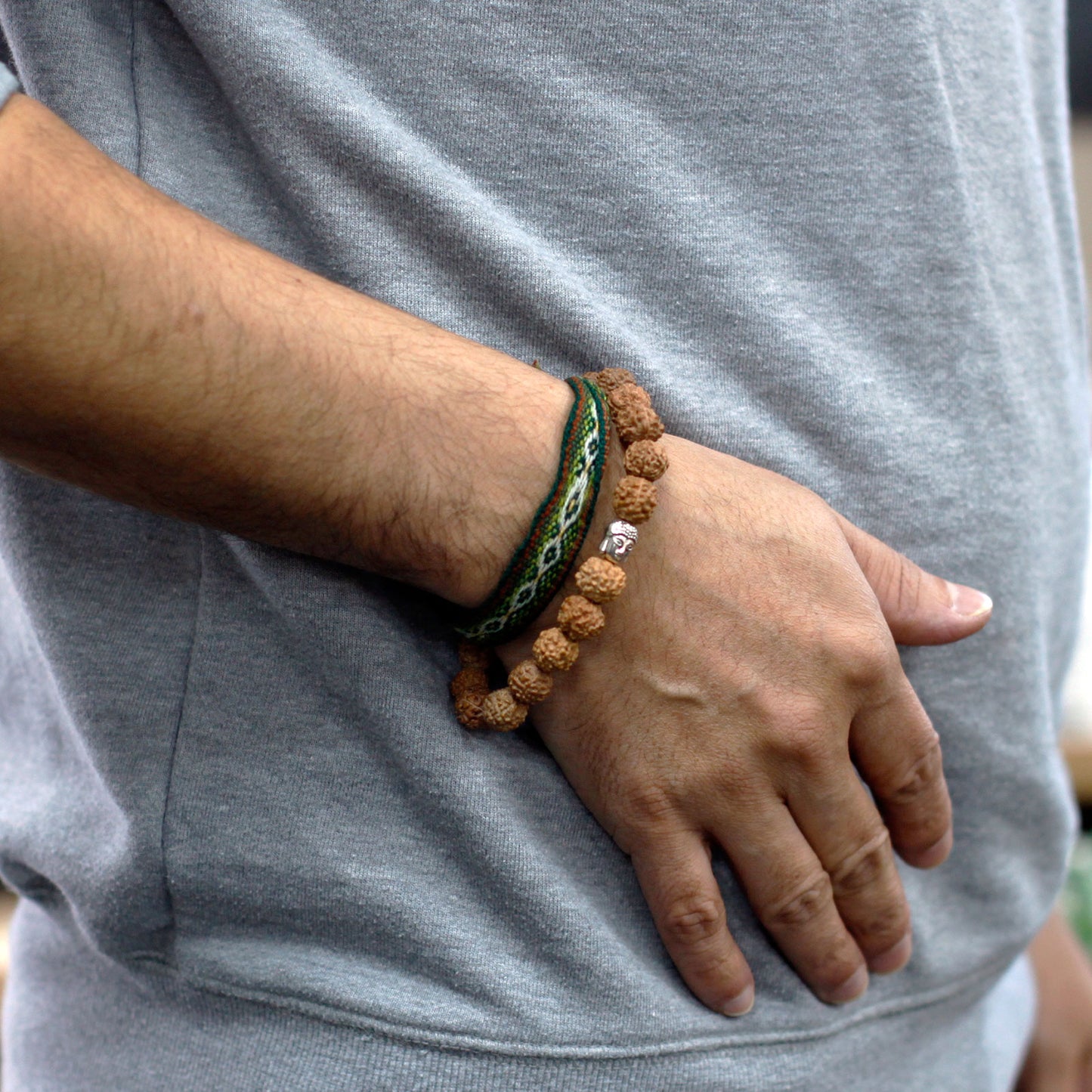 Rudraksha Buddha Japa Mala Armband - Natur