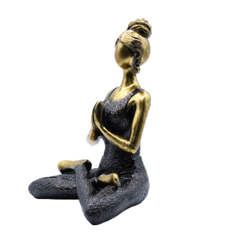 Yoga-Dame-Figur – Bronze & Schwarz, 24 cm