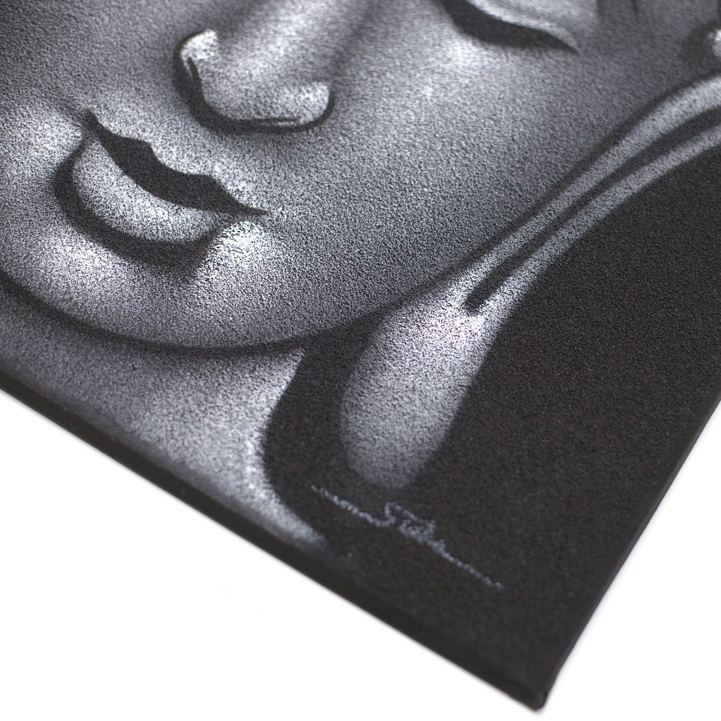 Buddha-Gemälde - Ausführung in Grau und Sand