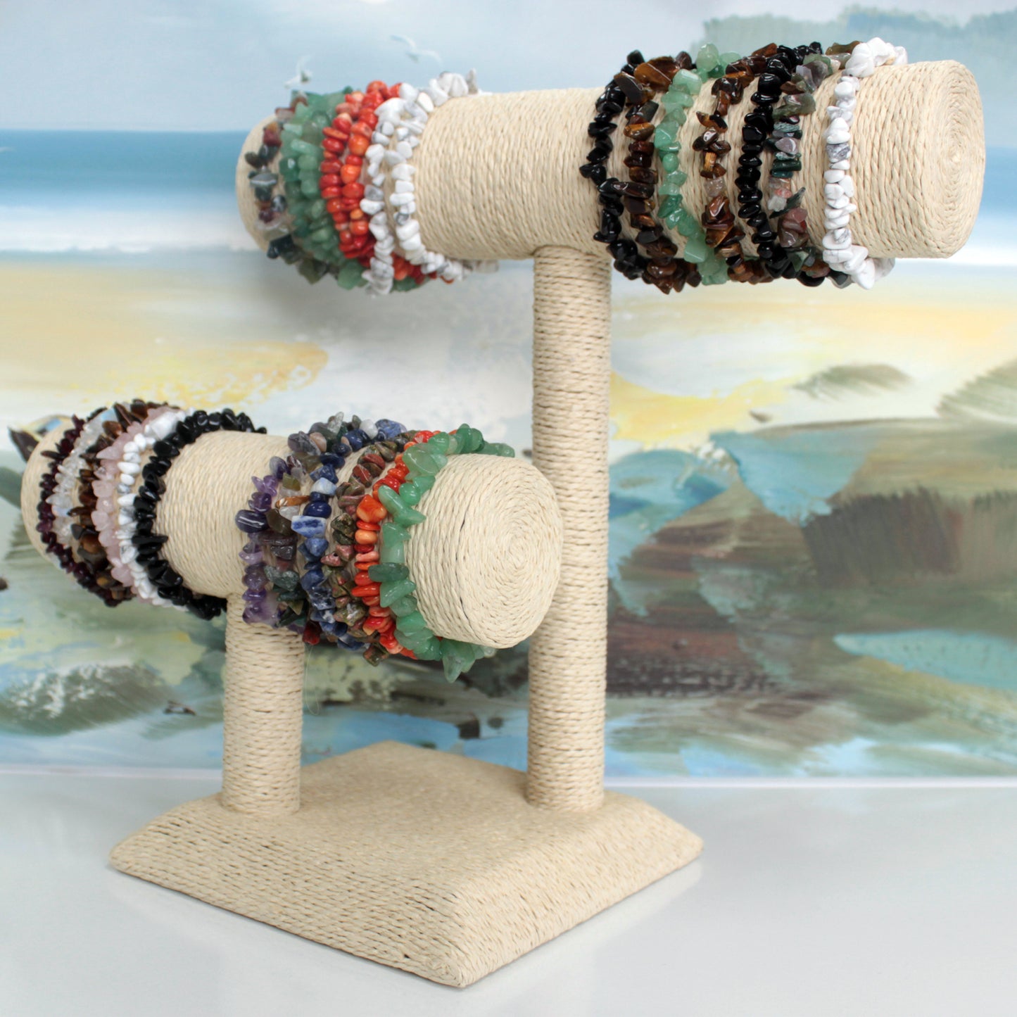 Grand porte-bracelet « T » - Crème
