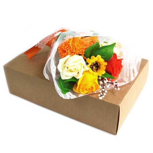 Strauß Seifenblumen in einer Box - orange