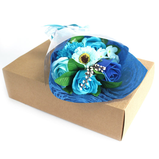 Strauß Seifenblumen in einer Box - blau