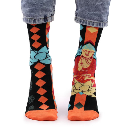 Hop Hare Socken (Größen 41-46) - Blauer Buddha und Lotus -