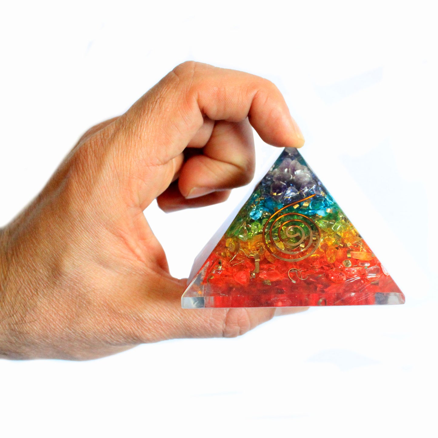 Grande pyramide d'orgonite 70 mm - Gemmes des chakras