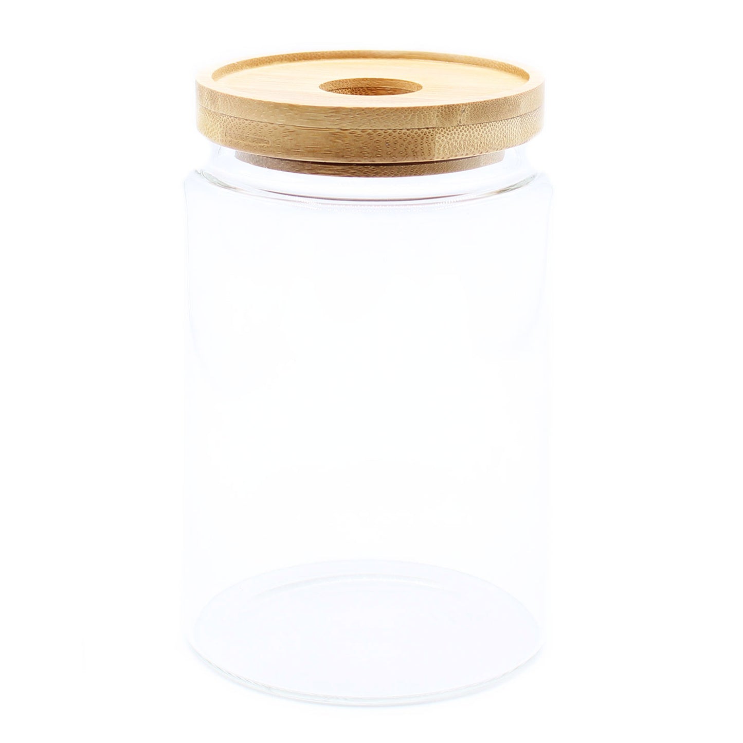 Glasgefäß mit Bambusdeckel - 15cm