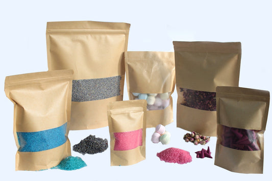 10 x Krafttüten mit Fenster 16 x 24 cm