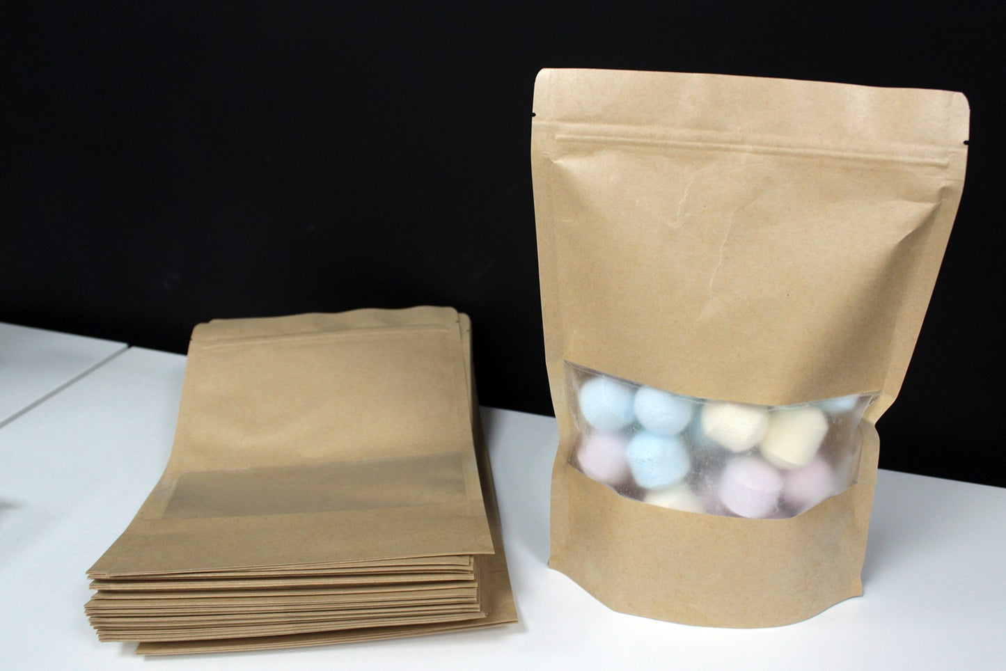 10 x Sacs Kraft avec fenêtre 18 x 26 cm