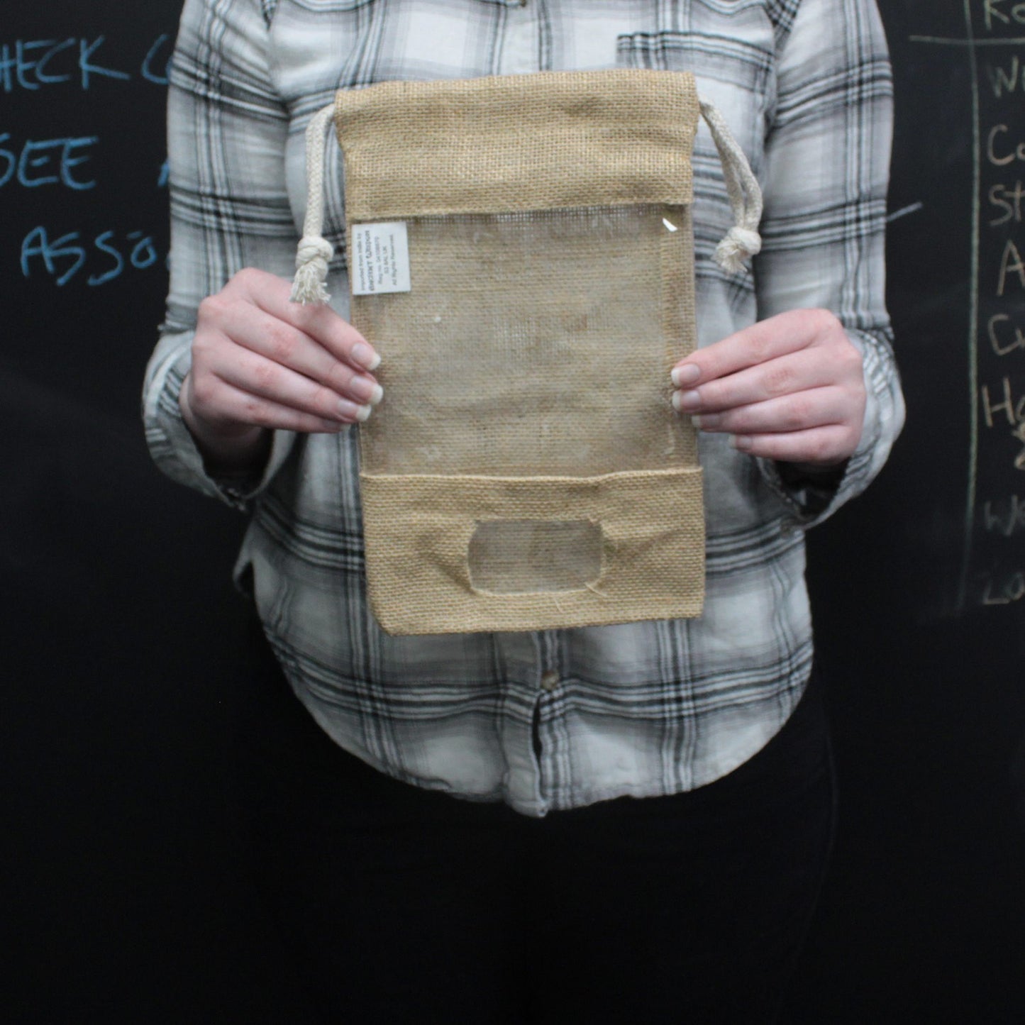 Sac en jute avec fenêtre 25x16cm et poche