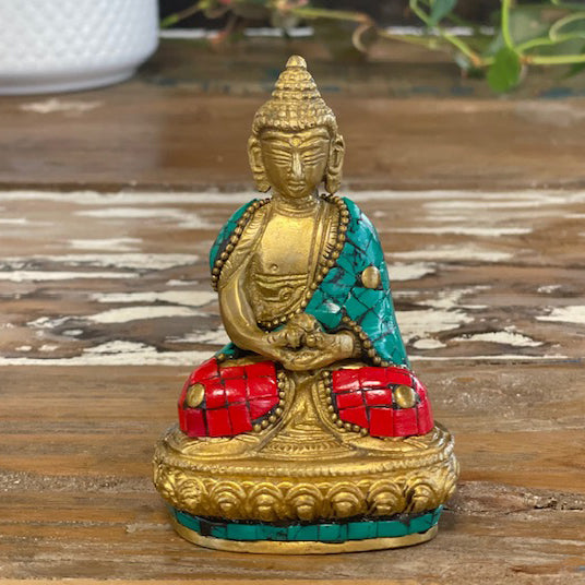 Buddha-Figur aus Messing – Segen – 7,5 cm