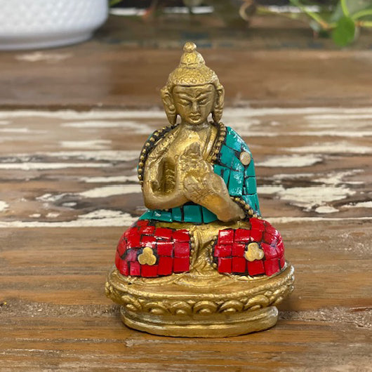 Messing Buddha Figur - Hände hoch - 7,5 cm