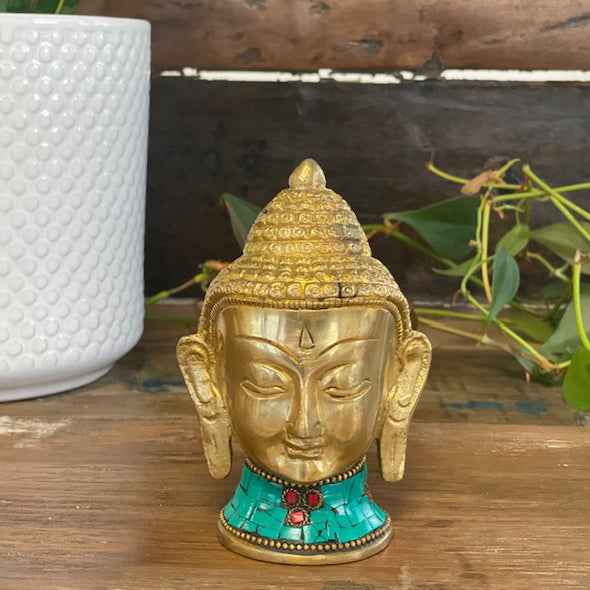 Messing Buddha Figur - Kopf Gr- 11,5 cm