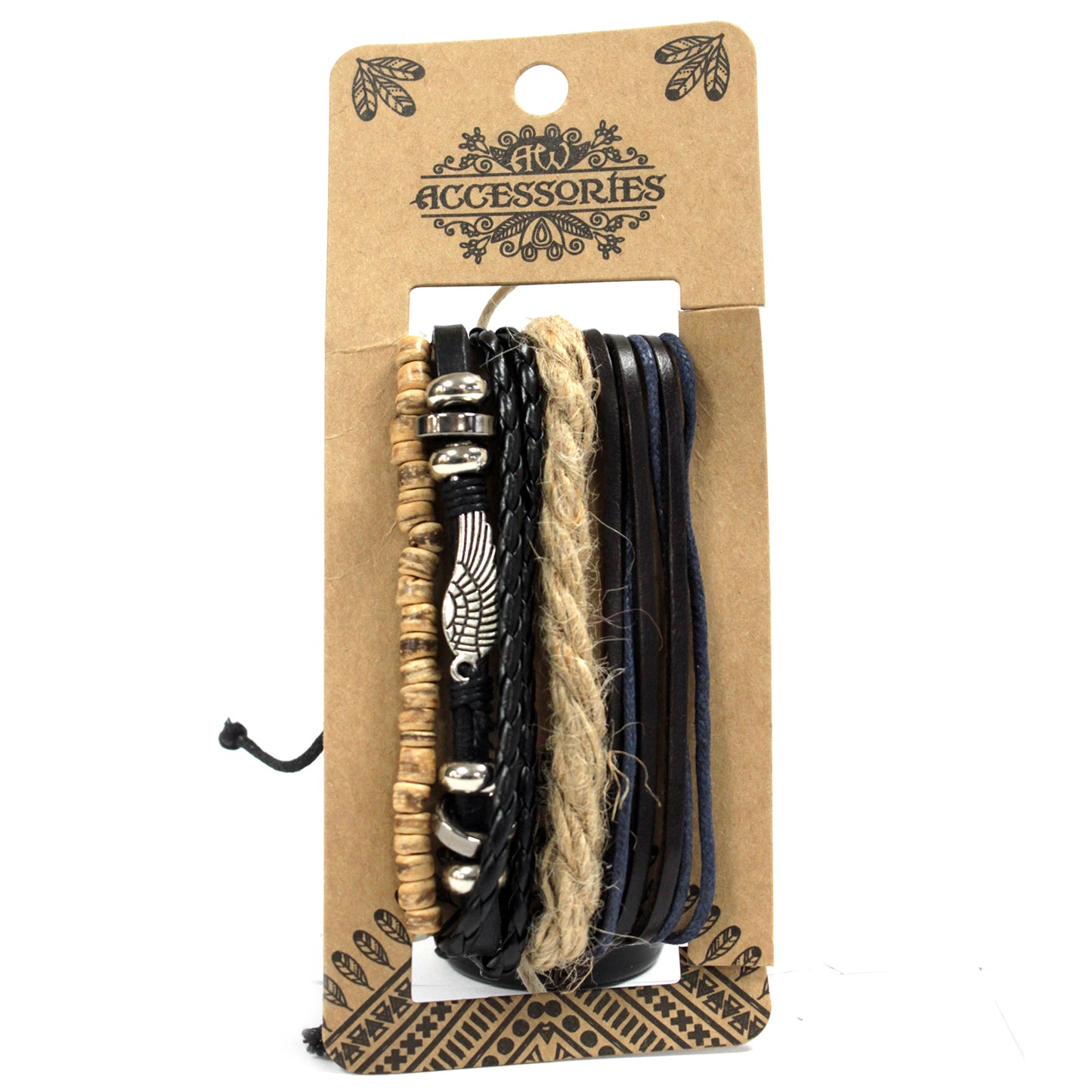 Herrenarmband – Metall und Leder (zufällige Farbe)