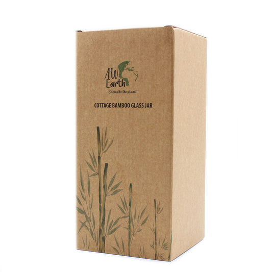 Glasgefäß mit Bambusdeckel - 15cm