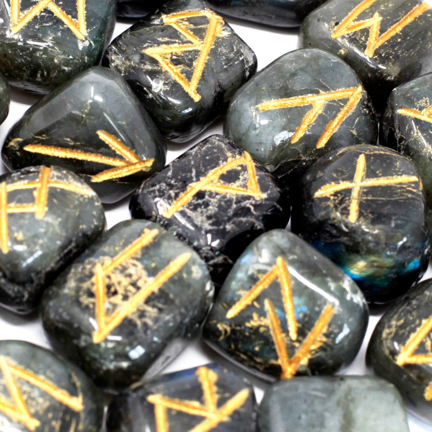 Ensemble de runes indiennes en sachets - Labradorite