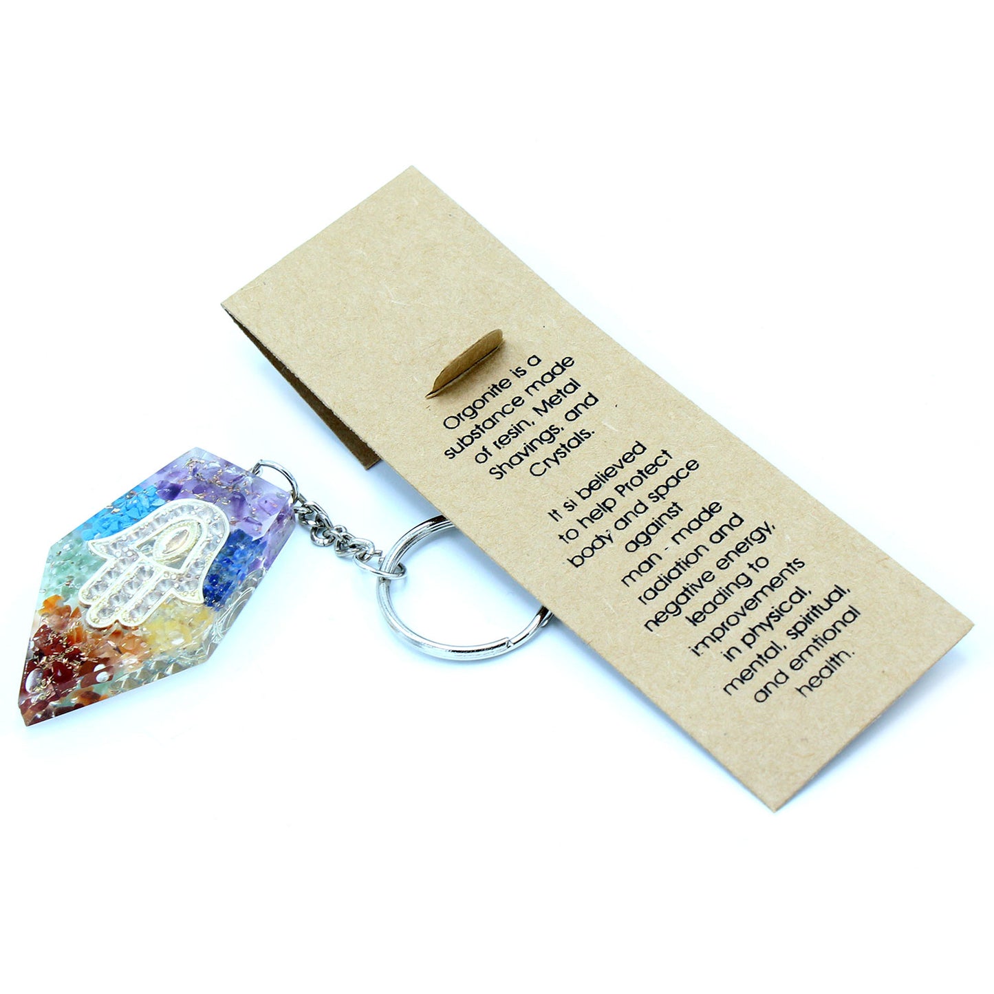 Orgonit-Kraft-Schlüsselanhänger - Hamsa-Chakra-Edelsteine