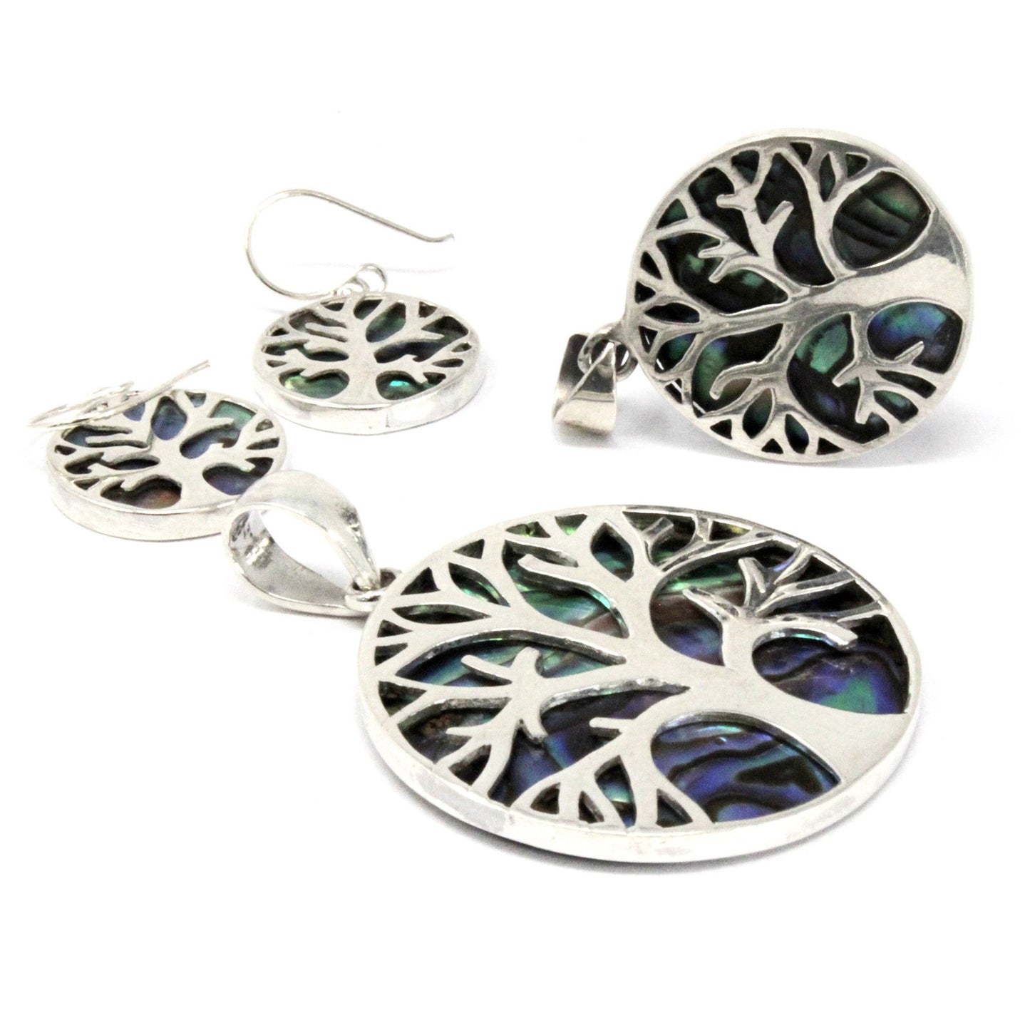 Lebensbaum Silber Ohrringe 15mm - Abalone