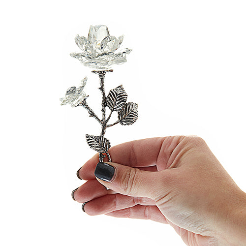 Rose en cristal avec tige argentée