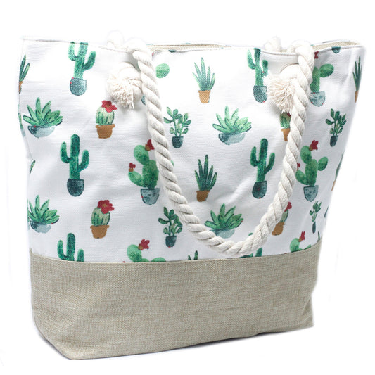 Sac cabas avec anse en corde - Mini Cactus