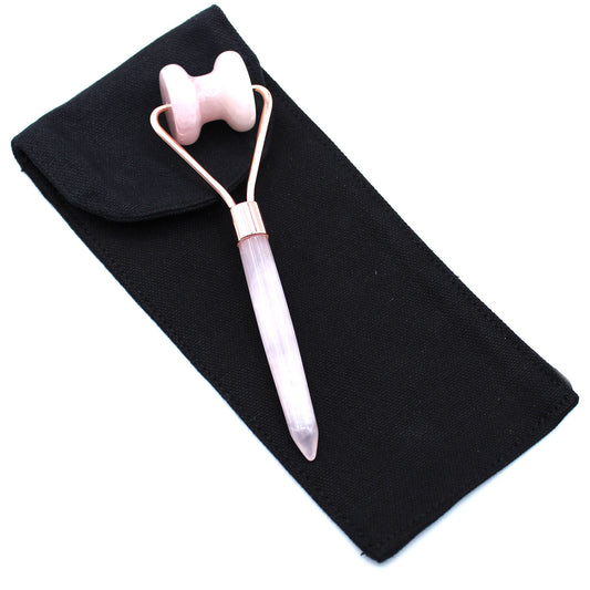 Edelstein-Gesichtsroller - Rosenquarz