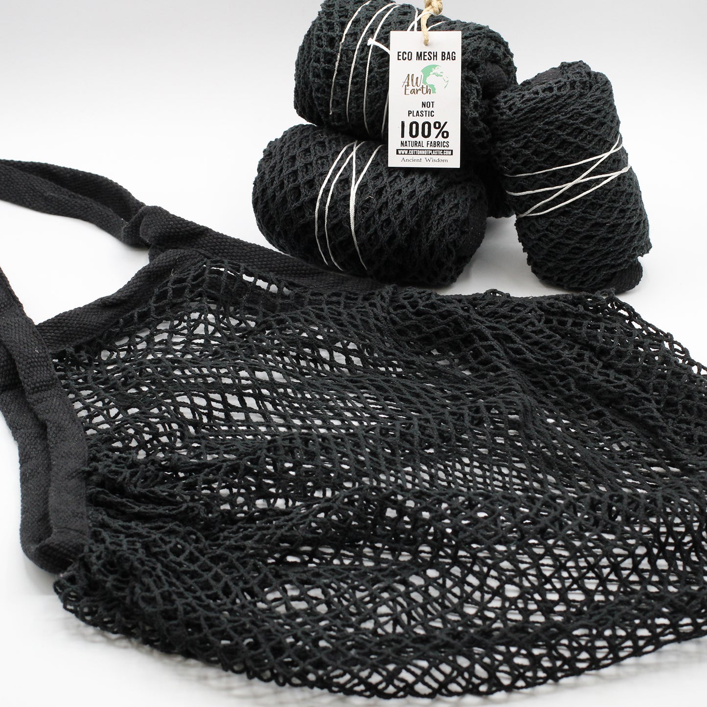 Netztasche aus reiner Baumwolle - Schwarz