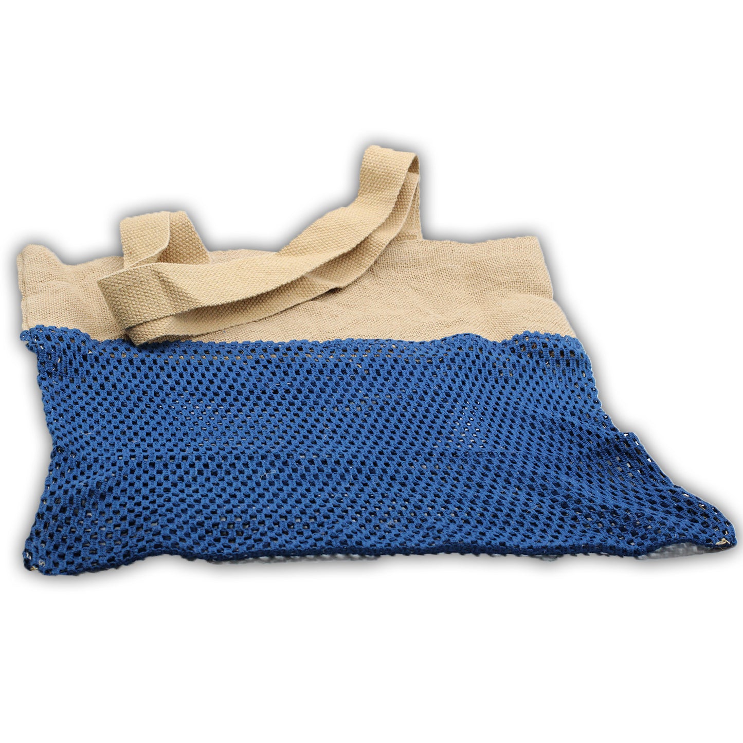 Netztasche aus reiner weicher Jute und Baumwolle - Denim