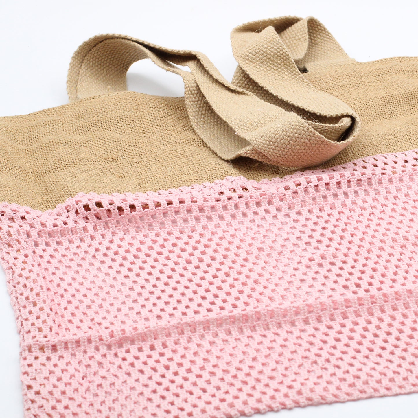 Netztasche aus reiner weicher Jute und Baumwolle - Rosa