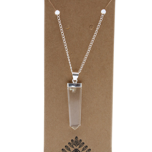 Flacher Edelstein Anhänger - Bergquarz