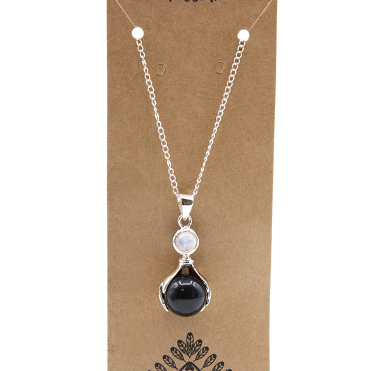 Edelsteinanhänger „Heilende Hände“ – Schwarzer Achat