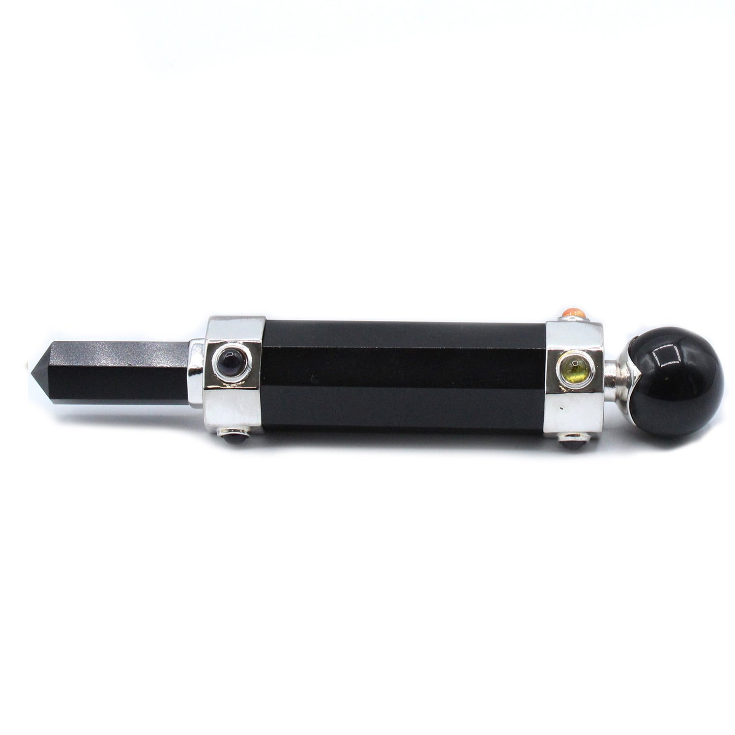 Sechseckiger Kristallheilstab - 12 cm - Schwarzer Achat