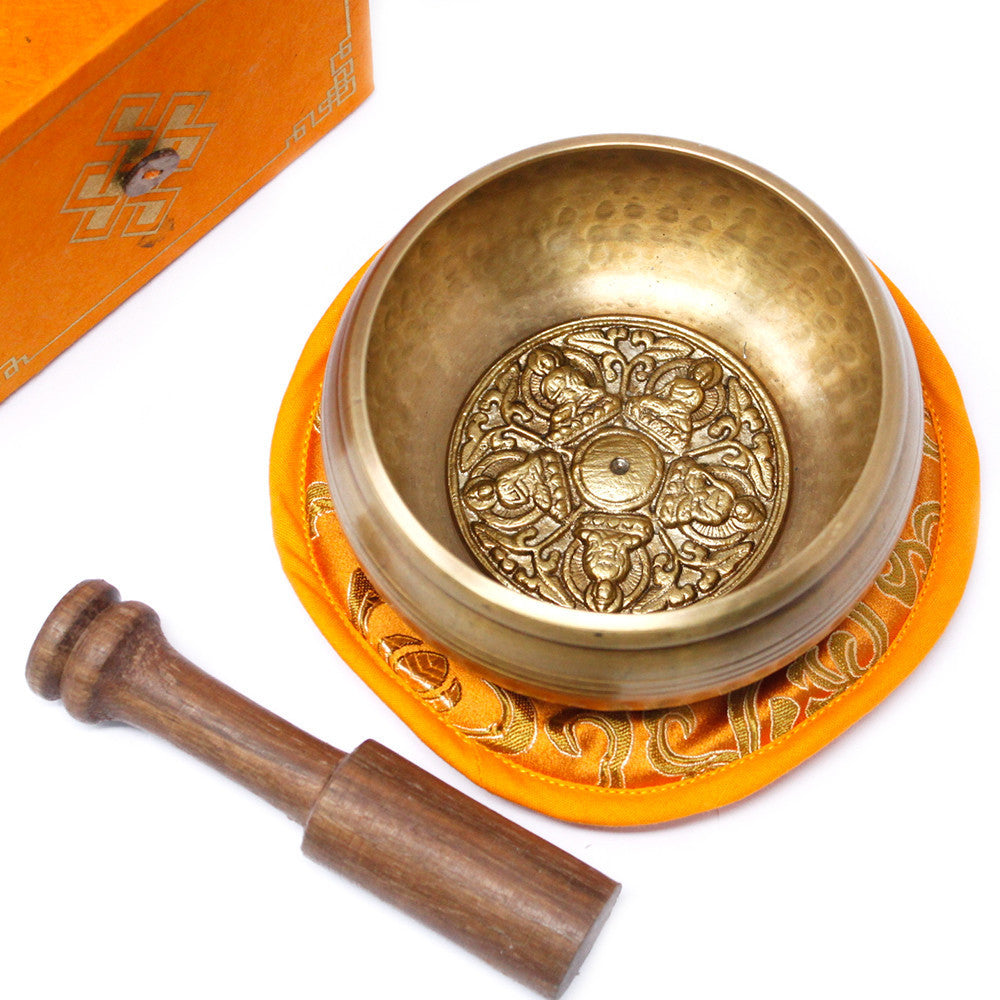 Tibetisches Klangschalen-Set – Fünf Buddhas, 10 cm (mindestens 400 g)