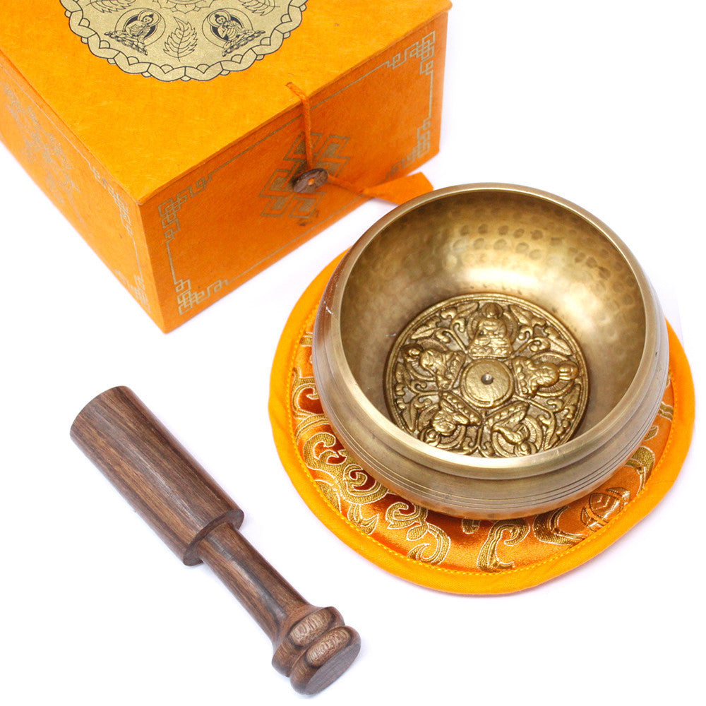 Tibetisches Klangschalen-Set – Fünf Buddhas, 10 cm (mindestens 400 g)