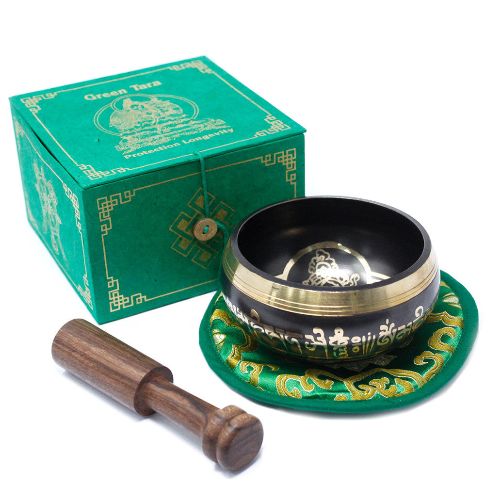 Tibetisches Klangschalen-Set – Grüne Tara 10 cm (mindestens 400 g)