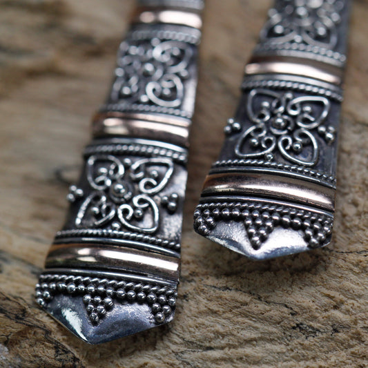 Silber- und Goldohrring - Tribal Drops